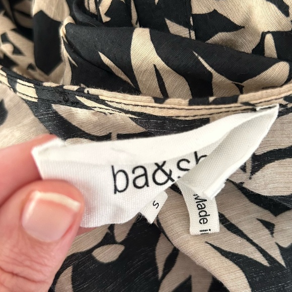 ba&sh Tabby Dress | Black/Beige Leaf Print | Size 1 (Small/US 4) - Picture 16 of 16